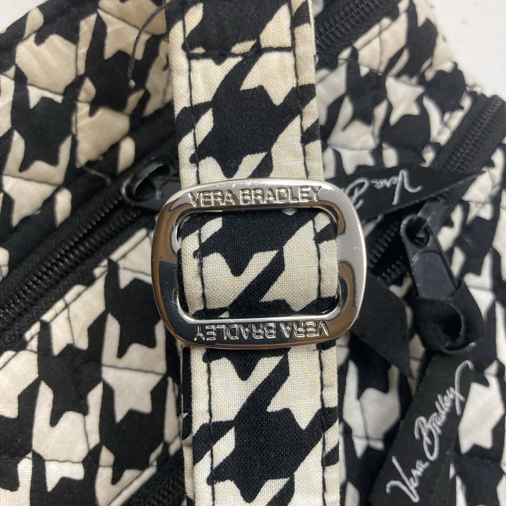 Vtg Vera Bradley Triple Zip‎ Crossbody Hounds Tooth Black & White Checked Purse - Picture 7 of 9